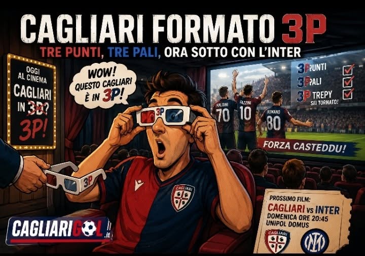 Cagliari formato 3P: tre punti, tre pali e ora aspetta l’Inter